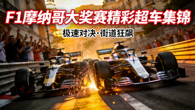 F1摩纳哥大奖赛精彩超车集锦短视频封面，赛车在狭窄街道上并排竞争